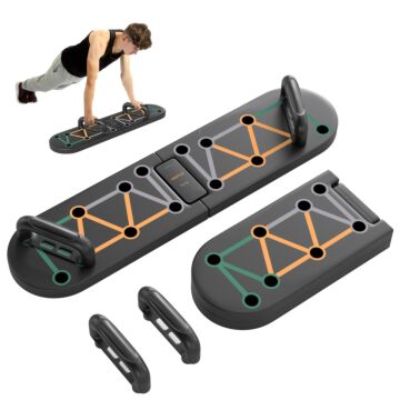 Sportnow Foldable Push Up Board, 11-in-1 Press Up Board, Portable Pushup Stand With Non-slip Pads, Multi-function Home Gym Equipment For Arm, Shoulder, Chest Muscle Training Fitness, Black