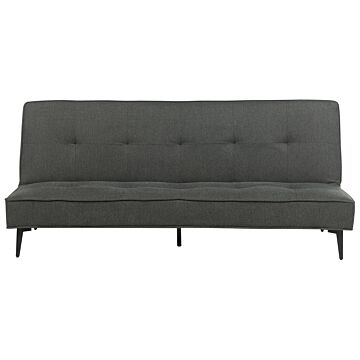 Sofa Bed Dark Grey Fabric Modern Living Room Convertible 3 Seater Armless Minimalistic Design Beliani