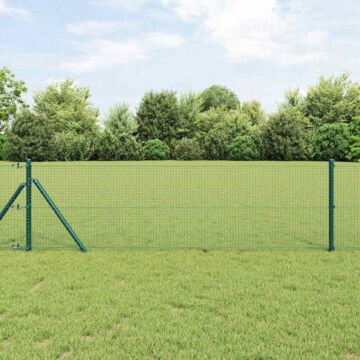 Vidaxl Welded Wire Fence With 13 Posts Green 0.5x100 M Steel
