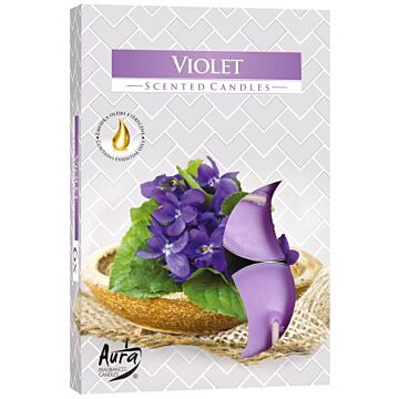 Set Of 6 Scented Tealights - Violet