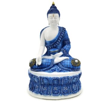 Decorative White & Blue Thai Buddha - Lotus