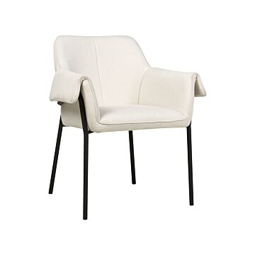 Armchair Cream Fabric Soft Upholstery Black Legs Backrest Retro Glam Modern Living Room Decor Style Beliani