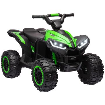 Homcom 12v Ride-on Quad Bike W/ Music, Horn, For Ages 3-5 Years - Green