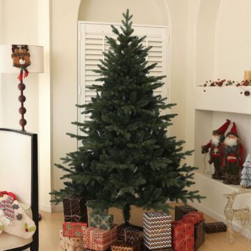 Homcom 6ft Artificial Spurce Christmas Tree With 1696 Branch Tips And Foldable Steel Base, Realistic Hinged Tree, Holiday Décor For Home Office, Green