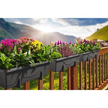 Gardenico - Self-irrigating Planter For Balconies 400mm - Anthracite - Triple Pack