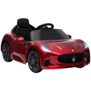 Aiyaplay 12v Maserati Gran Turismo Folgore Lincesed Kids Electric Car With Remote Control, Soft Start, Wine Red