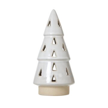 Medium White Ceramic Cut-out Tree With Led Lights
