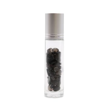 Gemstone Essential Oil Roller Bottle - Black Tourmaline - Silver Cap