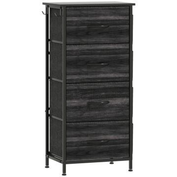 Homcom Chest Of Four Fabric Drawers - Black