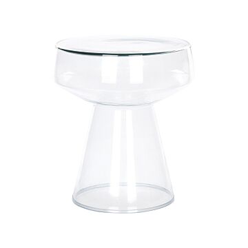 Side End Table Transparent Glass 37 X 37 X 43 Cm Coffee Console Oval Designer Shape Living Room Modern Beliani