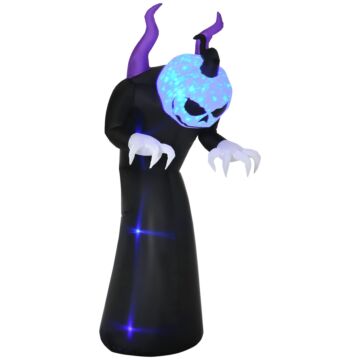 Outsunny 7ft Inflatable Halloween Ghost With Horns, Blow-up Outdoor Led Display With Flame Effect For Garden, Lawn, Party, Holiday