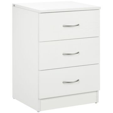 Homcom Three-drawer Simple Bedside Table - White