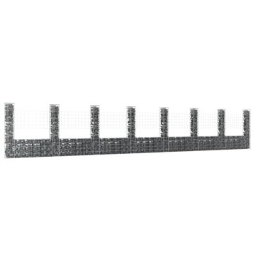 Vidaxl U-shape Gabion Basket With 8 Posts Iron 860x20x150 Cm