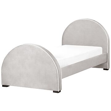 Bed Grey Velvet Upholstered Frame Headrest 3ft Eu Single Size Bedroom Kids Room Modern Traditional Beliani