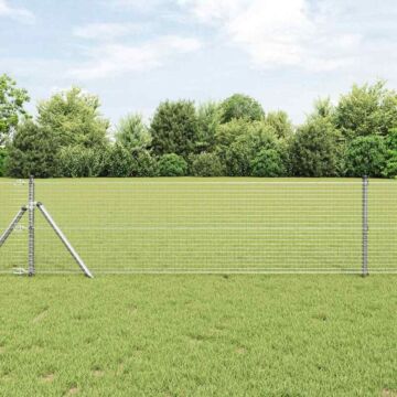 Vidaxl Welded Wire Fence With 13 Posts 0.5x100 M Galvanised Steel