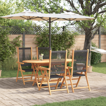 Vidaxl 5-piece Garden Dining Set - Black Solid Acacia Wood And Poly Rattan