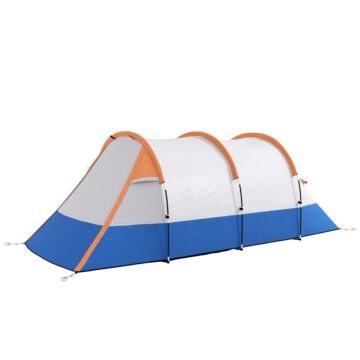 Outsunny Camping Tent, Large Tunnel Tent With Bedroom And Living Area, 2000mm Waterproof, Portable With Bag For 2-3 Man, Orange