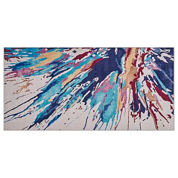 Rug Multicoloured 80 X 150 Cm Abstract Paint Effect Printed Low Pile Modern Beliani