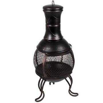 Fire Vida Black And Gold Steel Chimnea