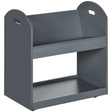 Homcom 2-tier Storage Shelves, Kitchen Cart Shelf Unit With Wheels For Dining & Living Room, Home Study, Grey