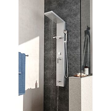 Wall Mount Stainless Steel Bathroom Shower Panel Tower System With Shelf