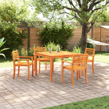 Vidaxl 5-piece Garden Dining Set Made From Solid Acacia Wood