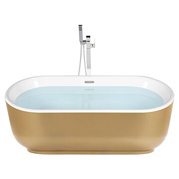 Freestanding Bath Glossy Gold Sanitary Acrylic Single Oval Modern Minimalist Design Beliani