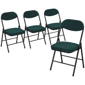 Homcom Set Of Four Folding Corduroy Seat Chairs - Blue