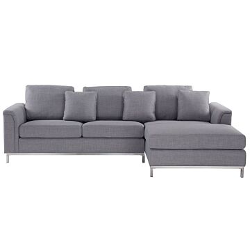 Corner Sofa Light Grey Fabric Upholstered L-shaped Left Hand Orientation Beliani