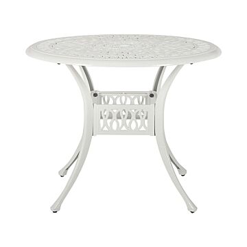 Garden Dining Table White Aluminium Round Ø 90 Cm Outdoor Vintage Beliani
