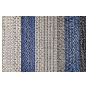 Area Rug 160 X 230 Cm Blue And Grey Wool Bedroom Beliani