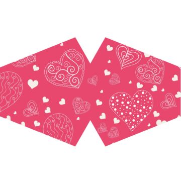 Reusable Fashion Face Covering - Pink Hearts (adult)