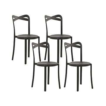 Set Of 4 Garden Chairs Black Polypropylene Lightweight Indoor Outdoor Weather Resistant Plastic Modern Beliani