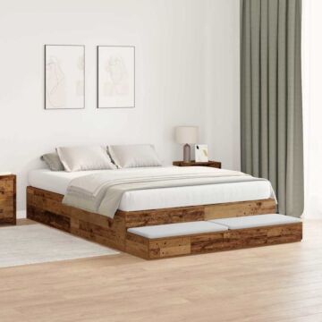 Vidaxl Storage Bed Frame Old Wood 140x200 Cm