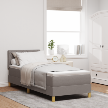 Vidaxl Box Spring Bed With Mattress Taupe 80x200 Cm Fabric