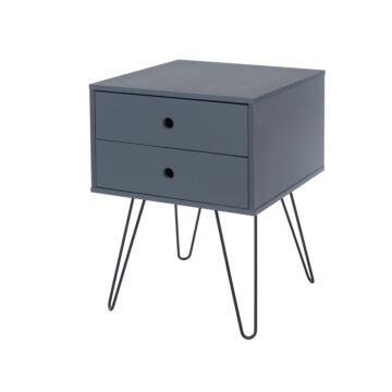 Painted Blue Telford, Metal Leg 2 Drawer Bedside Cabinet