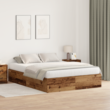 Vidaxl Bed Frame Old Wood Solid Reclaimed Wood Double Storage Bed Frame