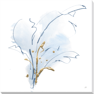 Blue & Gold Floral I By Chris Paschke - Canvas Print