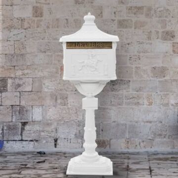 Vidaxl Pedestal Letterbox Aluminium Vintage Style Rustproof White