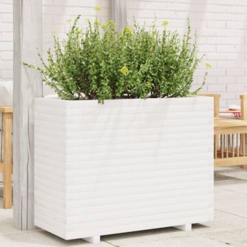 Vidaxl Garden Planter White 90x40x72 Cm Solid Wood Pine