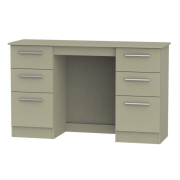 Contrast 6 Drawer Kneehole Desk In Mushroom Matt