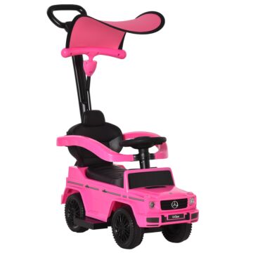 Homcom Compatible Ride-on Push Along Car Sliding Walker Mercedes-benz G350 Walker Foot To Floor Slider Stroller Toddler Vehicle Steering Wheel Pink