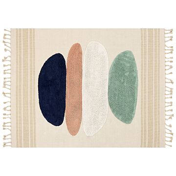 Area Rug Multicolour Cotton 160 X 230 Cm Rectangular With Tassels Geometric Pattern Boho Style Beliani