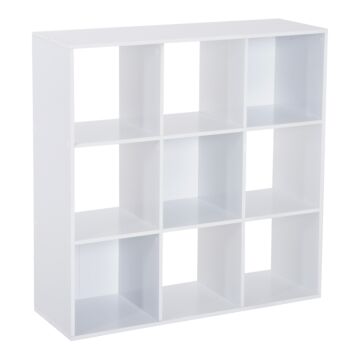 Homcom Wooden 9 Cube Storage Unit W/3 Tier Shelves Organiser Display Rack Living Room Bedroom Furniture - White