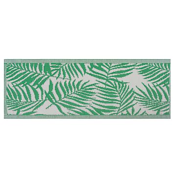 Outdoor Rug Mat Green Synthetic 60 X 105 Cm Palm Leaf Floral Pattern Modern Balcony Patio Terrace Beliani