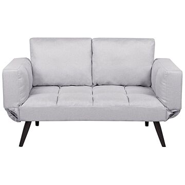 Sofa Bed White Loveseat Adjustable Armrests Minimalist Beliani
