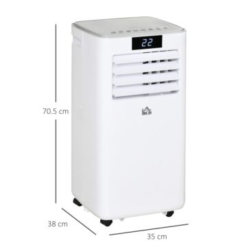 Homcom 10000 Btu Mobile Air Conditioner Portable Ac Unit For Cooling Dehumidifying Ventilating With Remote Controller, Led Displa, White