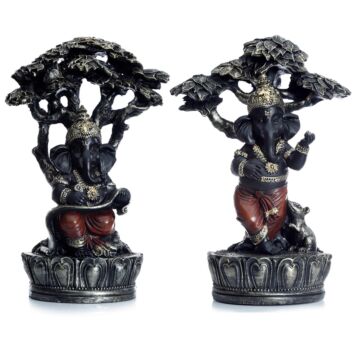 Black And Gold Ganesh Under Tree