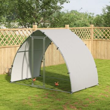 Pawhut Galvanised Outdoor Chicken Coop With Cover, For 4-6 Chickens, Hens, Ducks, Rabbits, 3 X 1.9 X 2.2m - Silver Tone