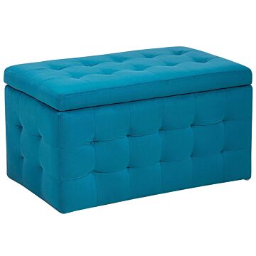 Ottoman Blue Velvet Tufted Upholstery Bedroom Bench With Storage Beliani